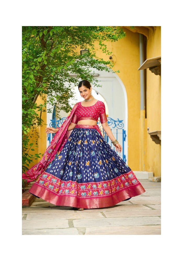 Malishka Export Lehenga Choli Set for Women in Blue and Pink - Image 4